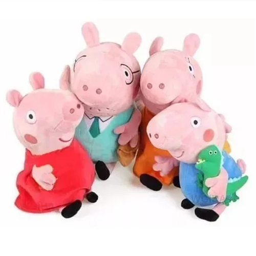 Kit 4 Bonecos Pelúcia Família Peppa Pig Clubinho do Desconto