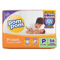 Fralda Pom Pom Protek Proteção de Mãe P 56 Unidades