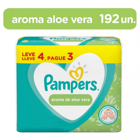 Lenços Umedecidos Pampers Aroma de Aloe Vera 192 Unidades