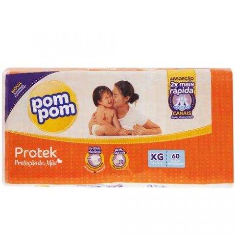 Fralda Pom Pom Protek Proteção de Mãe XG 60 Unidades