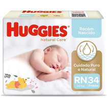 Fralda Huggies Natural Care RN 34 unidades