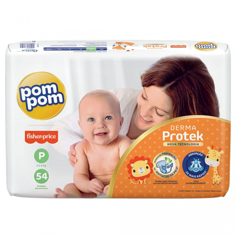 Fralda Pom Pom Derma Protek Mega P 54 Unidades