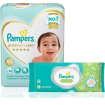 Kit Fralda Pampers Premium Care XG 26 Unidades