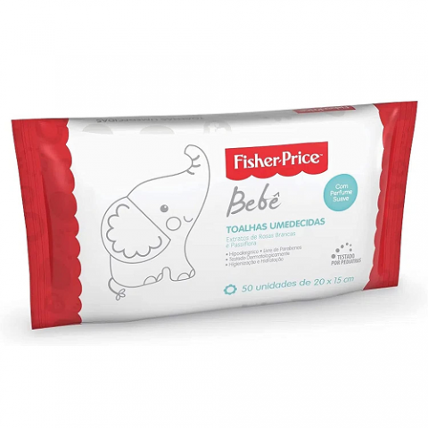 Toalhas Umedecidas Fisher Price c/ Perfume 50 Unidades
