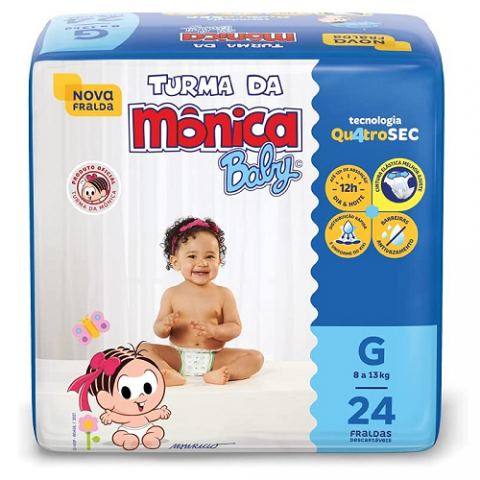 Fralda Turma da Mônica Baby G 24 Unidades