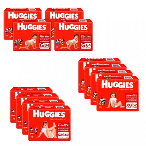 Kit Fraldas Huggies Supreme Care