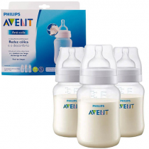 Kit 3 Mamadeiras Philips Avent Anti-Colic 260ml