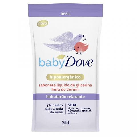 Refil Sabonete Líquido de Glicerina Hidratação Relaxante Dove Baby Hora de Dormir 180ml