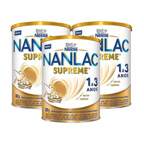 3 Latas NANLAC Supreme 1 a 3 anos – 800g cada