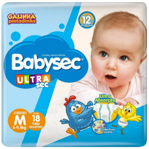 Fralda Babysec Ultrasec Galinha Pintadinha M 18 Unidades