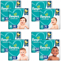 Kit 2 Pacotes de Fralda Pampers Confort Sec Giga M/G/XG/XGG