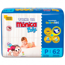 Fralda Turma da Monica Baby Mega P 62 unidades