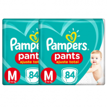 2 Pacotes de Fralda Pampers Pants Ajuste Total M 168 Unidades