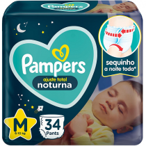 Fralda Pampers Ajuste Total Noturna M 34 Unidades