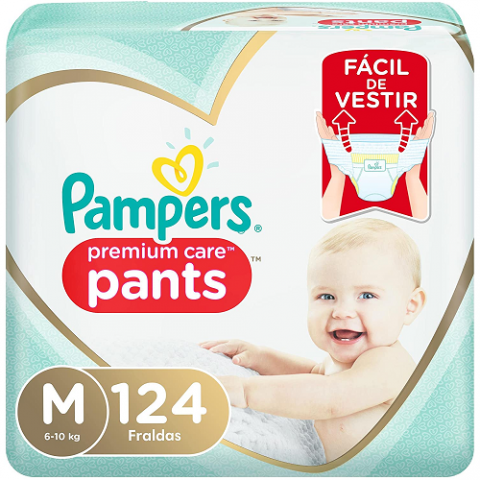 Fralda Pampers Pants Premium Care M 124 Unidades