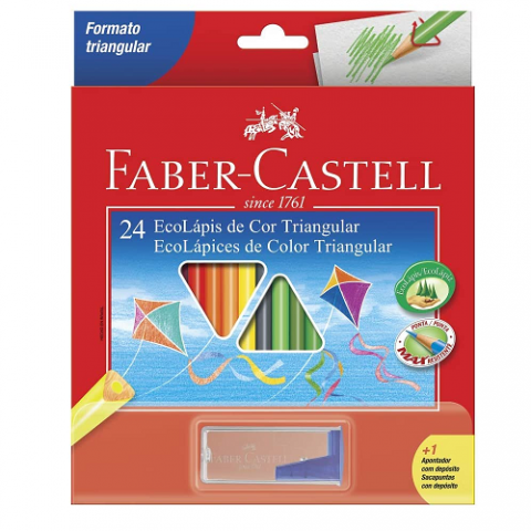 Kit Lápis de Cor Triangular + Apontador Faber-Castell