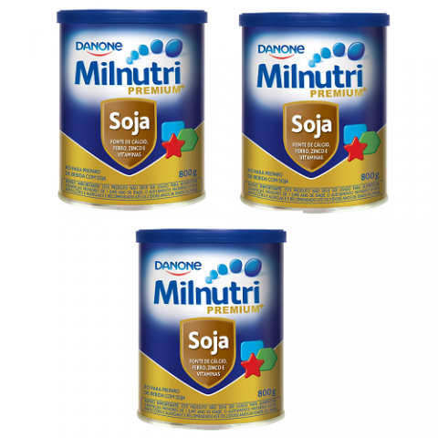 3 Latas Milnutri Premium Soja 800g cada
