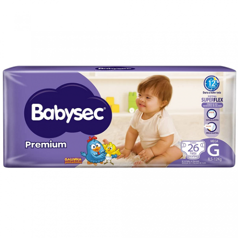 Fralda Babysec Premium Galinha Pintadinha G 26 Unidades