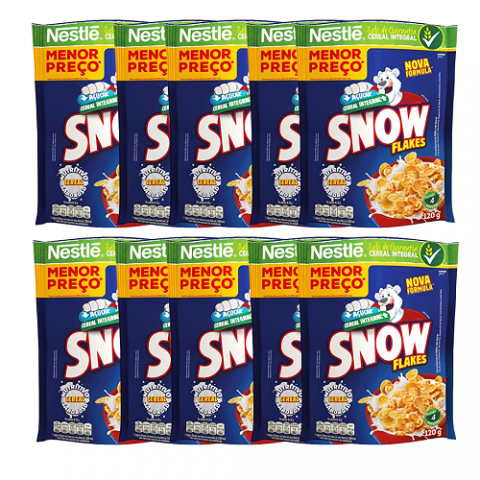 10 Pacotes Cereal Matinal Snow Flakes 120g