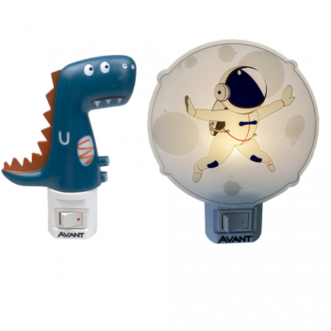 Abajur Luminaria de Tomada Led Avant Bivolt Dino ou Astronauta