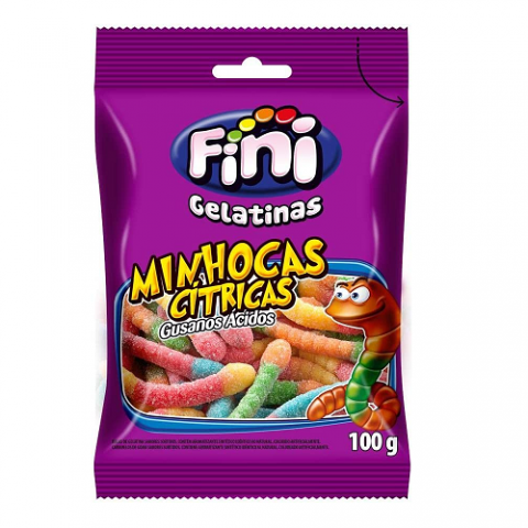Bala Fini Minhoca Cítrica 100g