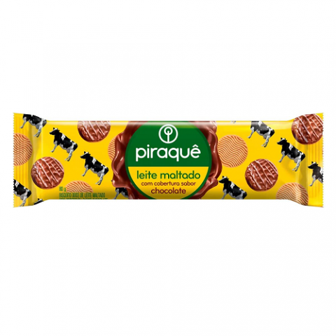 Biscoito Leite Maltado Cobertura Chocolate Piraquê 80g