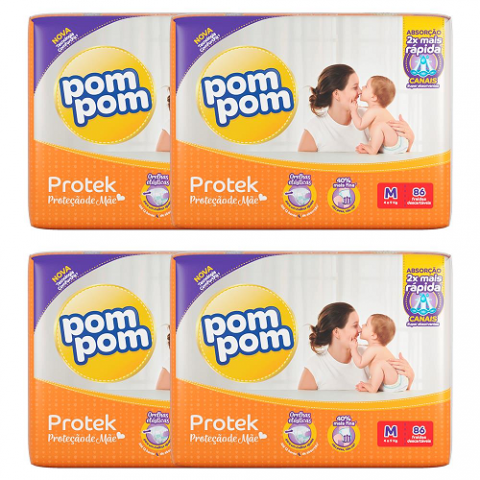 Fralda Pom Pom Derma Protek M 344 Unidades