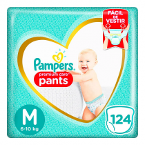 Fralda Pampers Pants Premium Care M 124 unidades