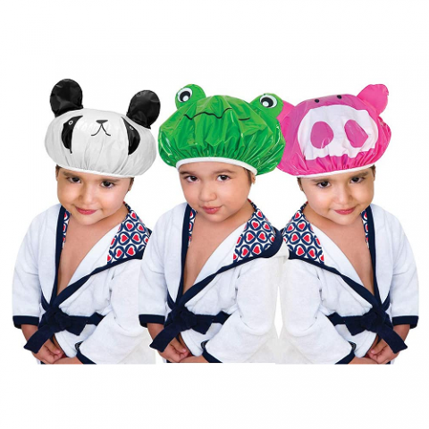 Touca De Banho Infantil Ricca 3D Sortida Panda/Sapo/ Porco