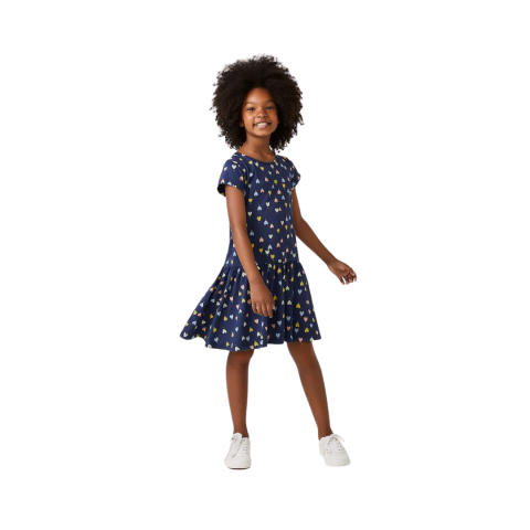 Vestido Curto Infantil Com Babado Hering Kids Azul