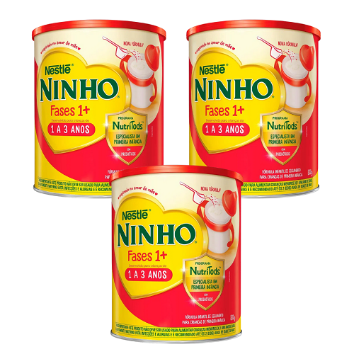 3 Latas Ninho Fases 1+ Nestlé 800g Cada - Clubinho Do Desconto