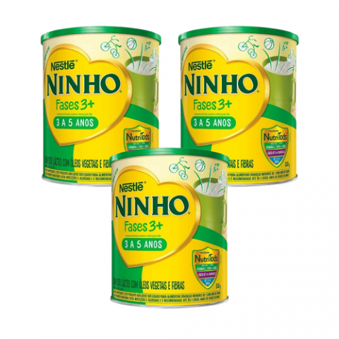 3 Latas Ninho Fases 3+ Nestlé 800g cada