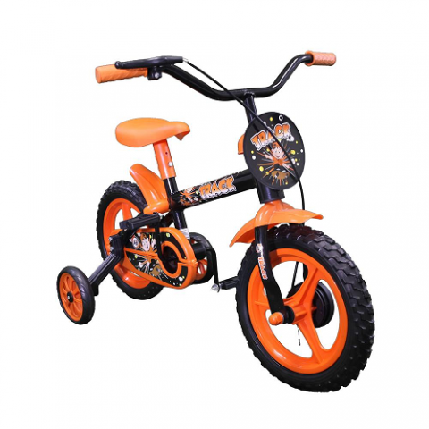 Bicicleta Aro 12 Arco Iris Preto e Laranja Track Bikes