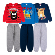 Kit 3 Conjuntos Infantis de Moletom Menino Roupa Atacado