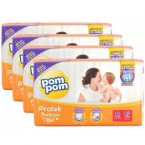 Kit Fraldas Pom Pom Protek Proteção de Mãe M 184 Unidades Kit Fraldas Pom Pom Protek Proteção de Mãe M 184 Unidades