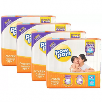 Kit Fraldas Pom Pom Protek Proteção de Mãe XG 144 Unidades Kit Fraldas Pom Pom Protek Proteção de Mãe XG 144 Unidades