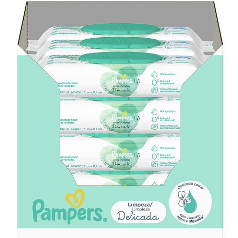 Lenços Umedecidos Pampers Limpeza Delicada 576 Unidades