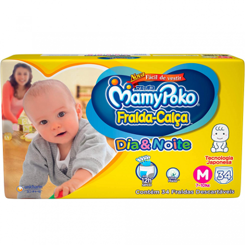 Fralda-Calça MamyPoko Dia & Noite M 34 Unidades