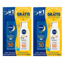 2 Kits Protetor Solar Corporal Nivea Protect & Hidrata FPS50 200ml + Sensitive Kids FPS60 100ml