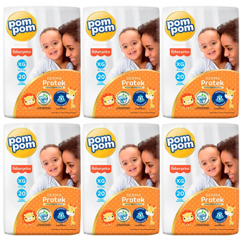 Fralda Pom Pom Protek Derma Jumbo Tamanho XG 120 unidades