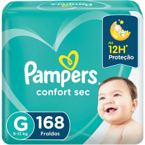 Fraldas Pampers Confort Sec G 168 Unidades