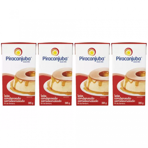 Kit 4 Unidades Leite Condensado Semidesnatado 395g Piracanjuba