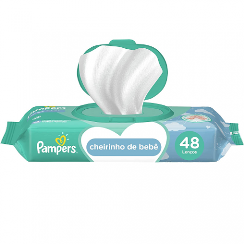 Lenços Umedecidos Pampers Cheirinho de Bebê 48 Unidades