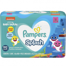 Lenços Umedecidos Pampers Splashers Baby Shark 192 Unidades