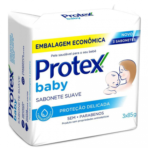 Pack 3 Sabonetes Protex Em Barra Para Bebê Baby Delicate Care 85g