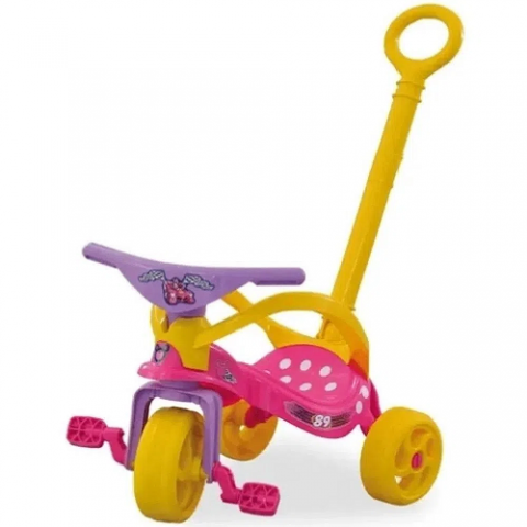 Triciclo com Empurrador e Proteção Minnie Xalingo Rosa