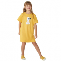 Vestido Infantil Casual Hering Com Estampa Amarelo