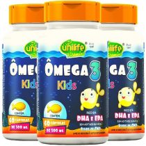 3 Unidades Ômega 3 Kids Unilife 500mg com 60 Cápsulas cada