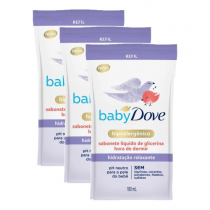 3 Unidades Sabonete Liquido Baby Dove Hora De Dormir Hipoalergenico Hidrataçao Relaxante 180ml