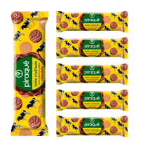 6 Pacotes Biscoito Leite Maltado Cobertura Chocolate Piraquê 80g